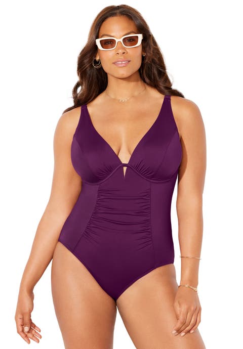 Shirred Underwire One Piece Swimsuit