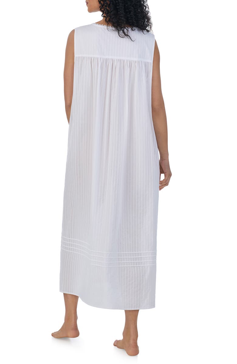 Eileen West Stripe Cotton Ballet Nightgown, Alternate, color, White