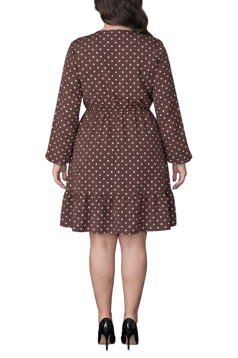 Polka Dot Ruffle Hem Long Sleeve Minidress, Alternate, color, COCO DOTS
