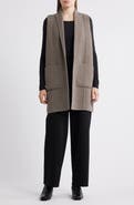 Eileen Fisher Shawl Collar Double Woven Wool Longline Vest