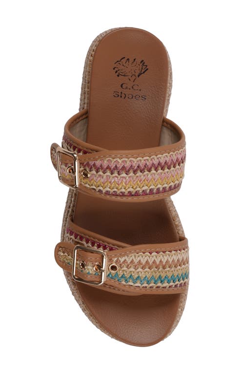 Gc Shoes Lorena Raffia Platform Slide Sandal In Brown Multi