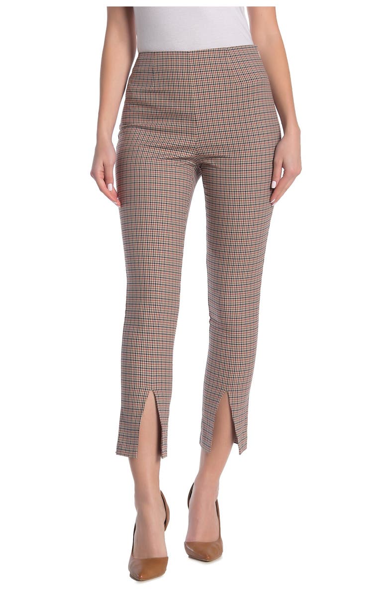 FRAME Split Front Plaid Print Pants, Main, color,