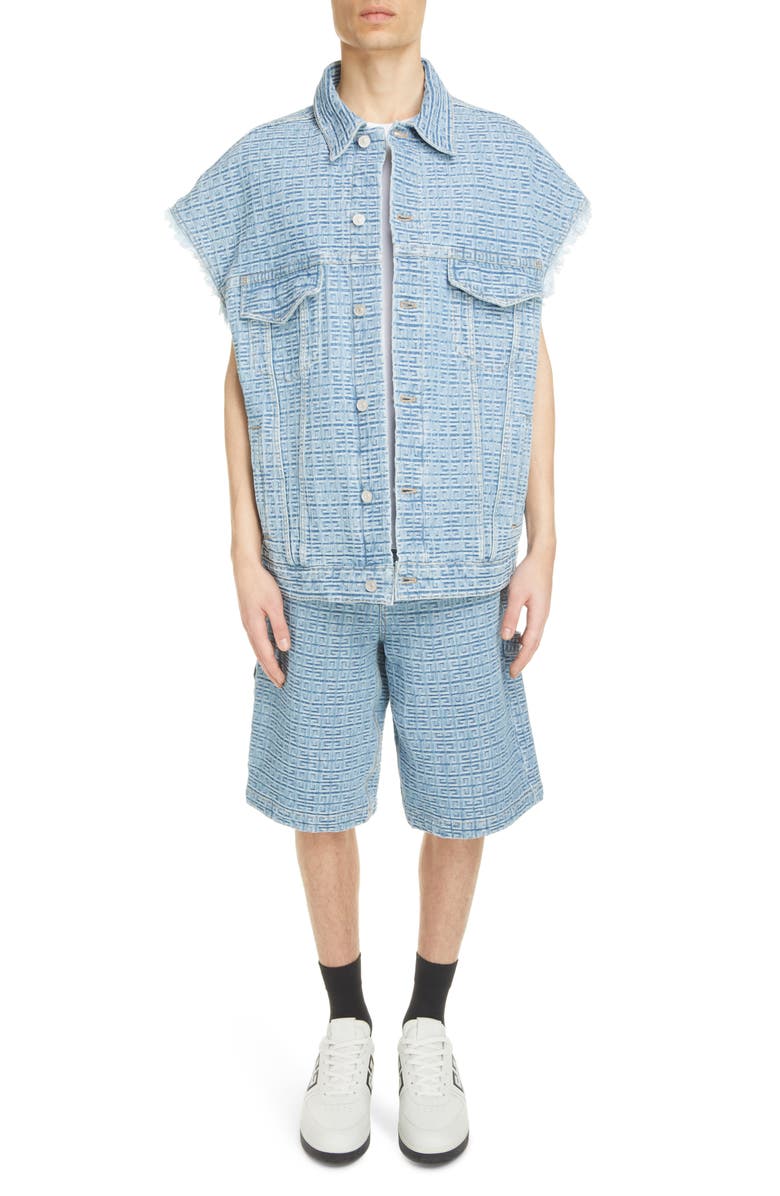 Givenchy 4G Jacquard Denim Shorts, Alternate, color, 