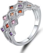 DLORIA Cubic Zirconia Multicolor Ring