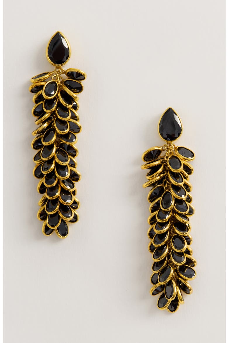 Crystal Long Drops, Alternate, color, Black and Gold