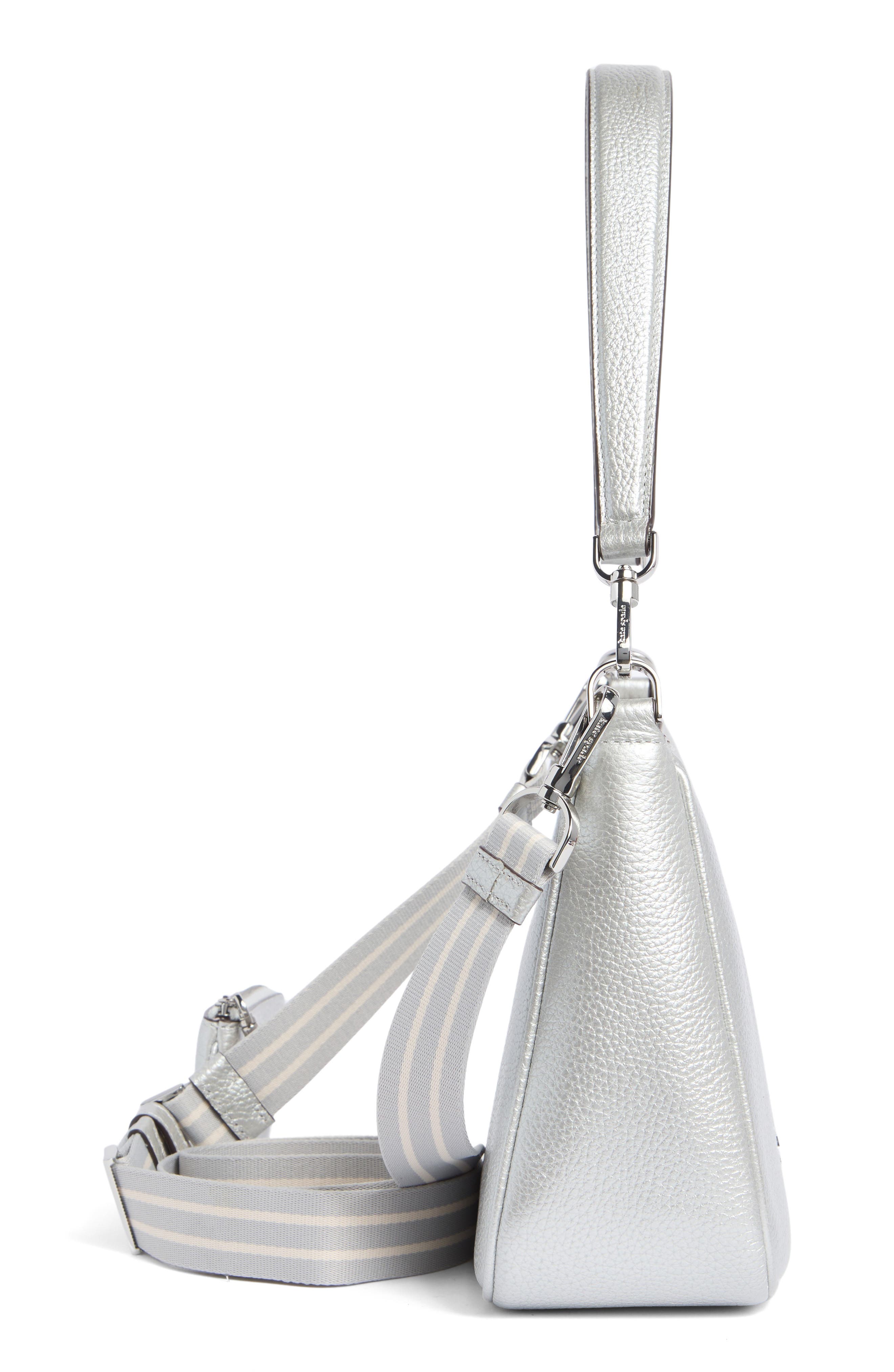 Kate Spade New York rosie metallic medium shoulder bag and pouch, Alternate, color, Deco Silver