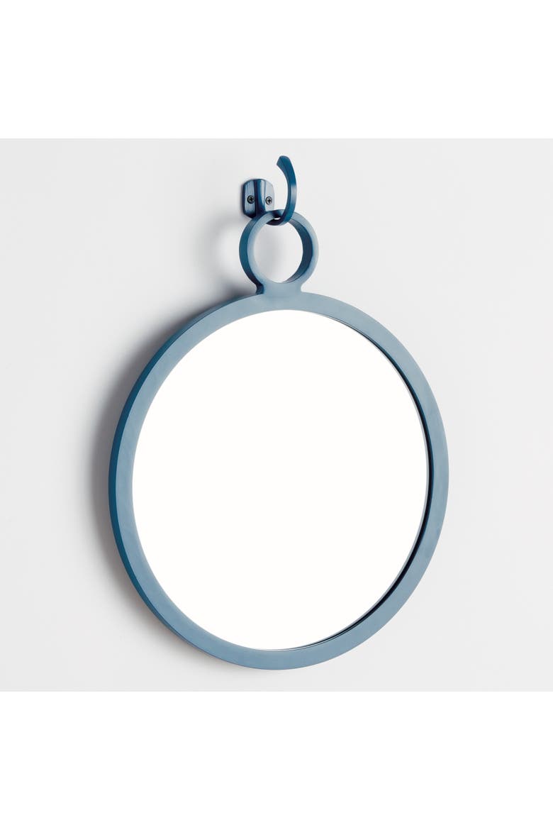 Eliana Blue Framed Round Decorative Wall Mirror, Alternate, color, Blue