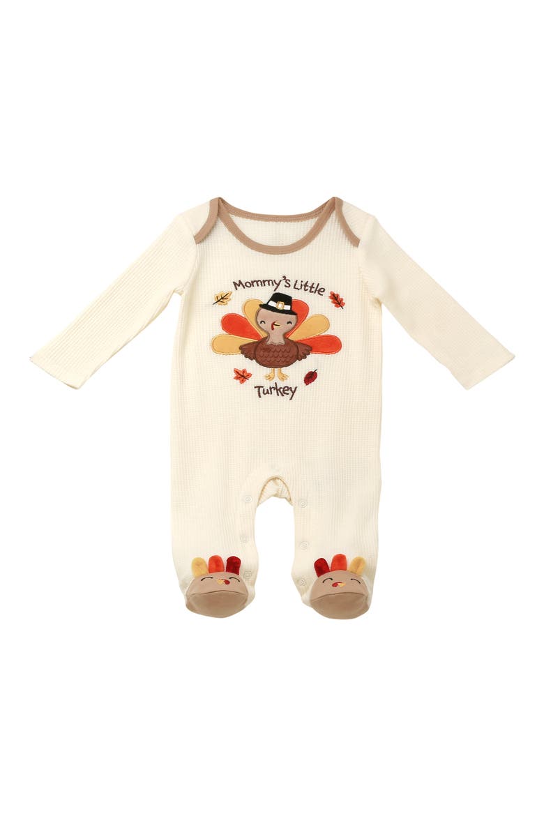 Kids' Little Turkey Footie Pajamas, Main, color, BROWN