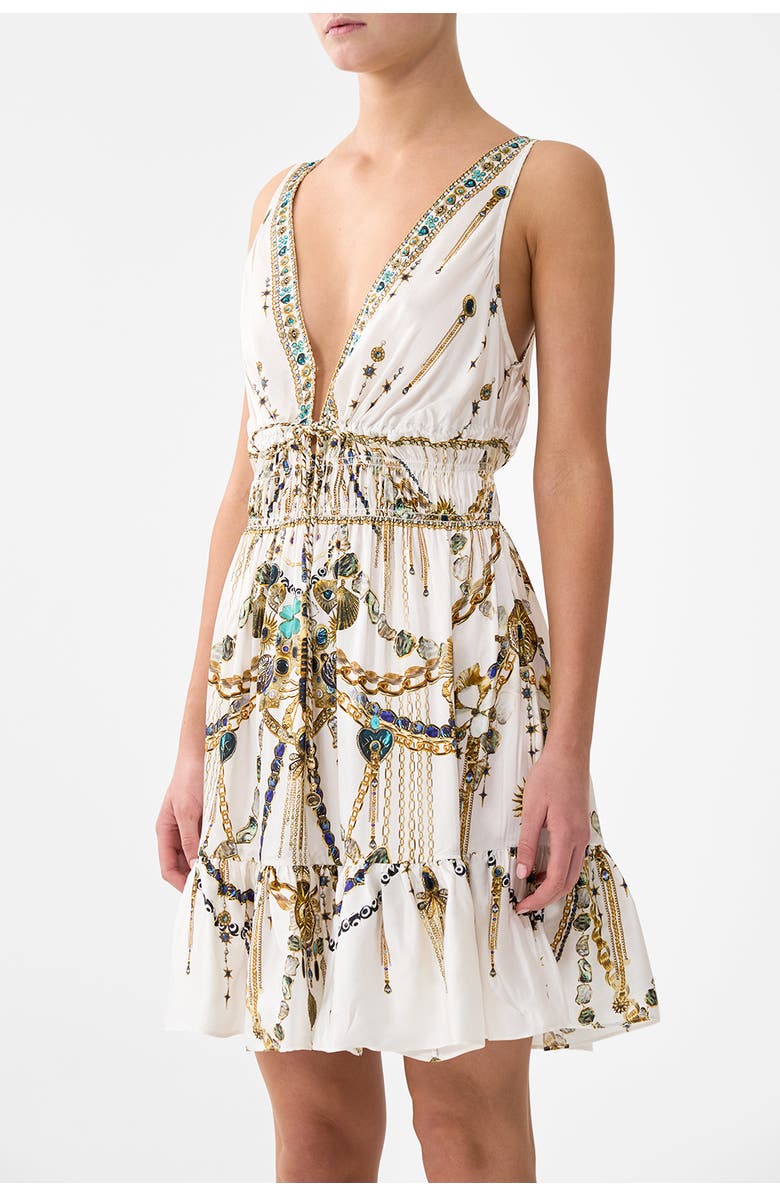 Camilla Shirred Waist Detail Mini Dress, Alternate, color, Chain Gang