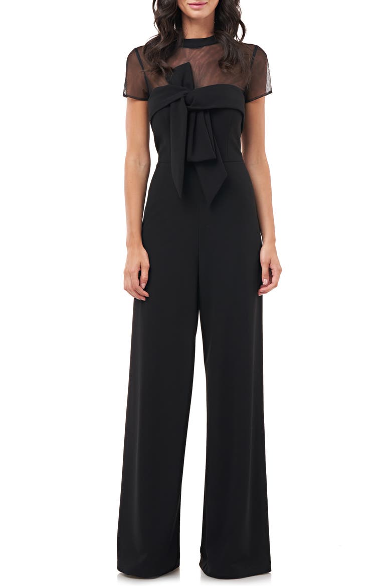 Stretch Crepe Jumpsuit, Main, color, BLACK