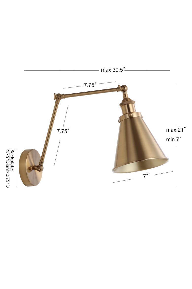 Rover Adjustable Arm Metal LED Wall Sconce, Alternate, color, Brass Gold