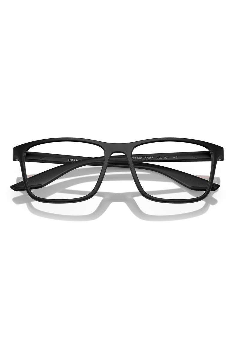 Prada Linea Rossa 56mm Pillow Optical Glasses, Alternate, color, Rubber Black