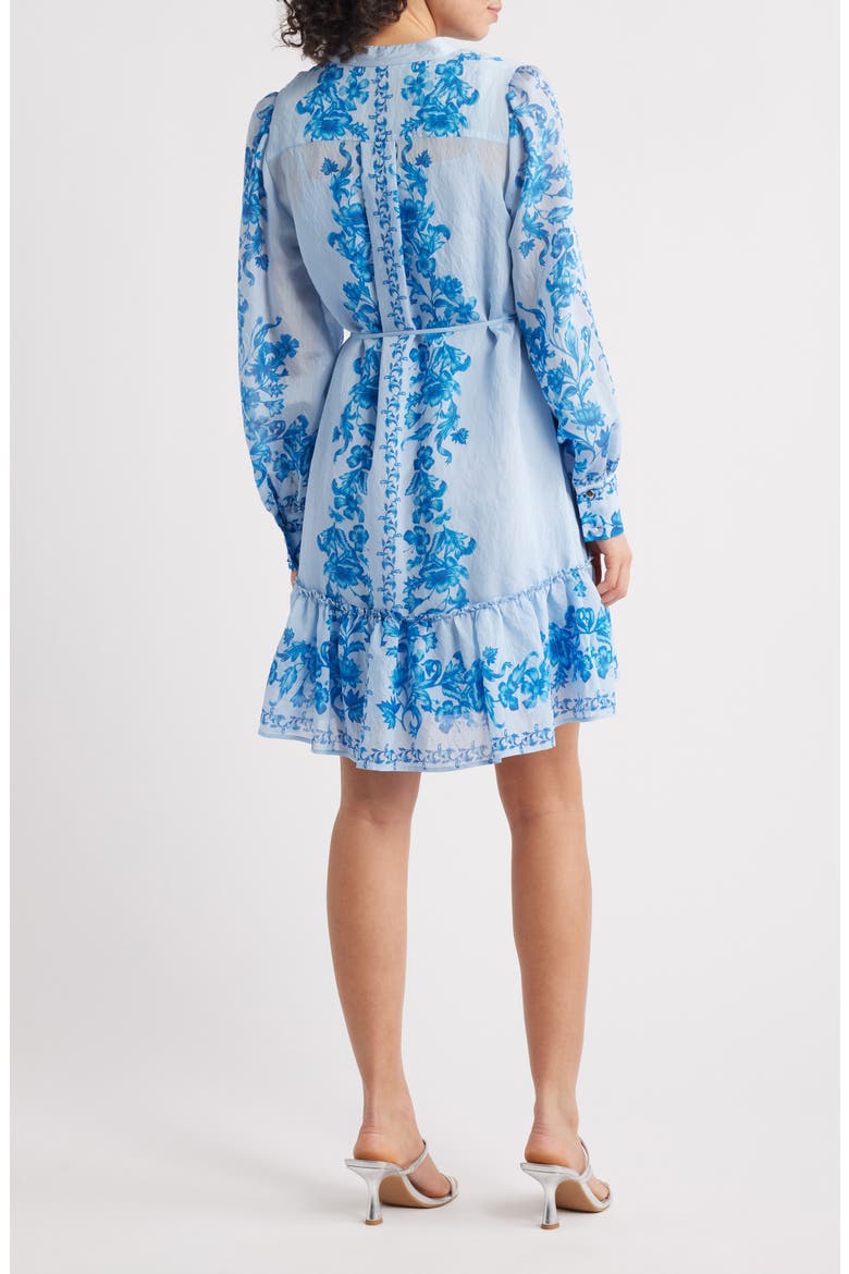 Floral Print Long Sleeve Shirtdress, Alternate, color, BLUE