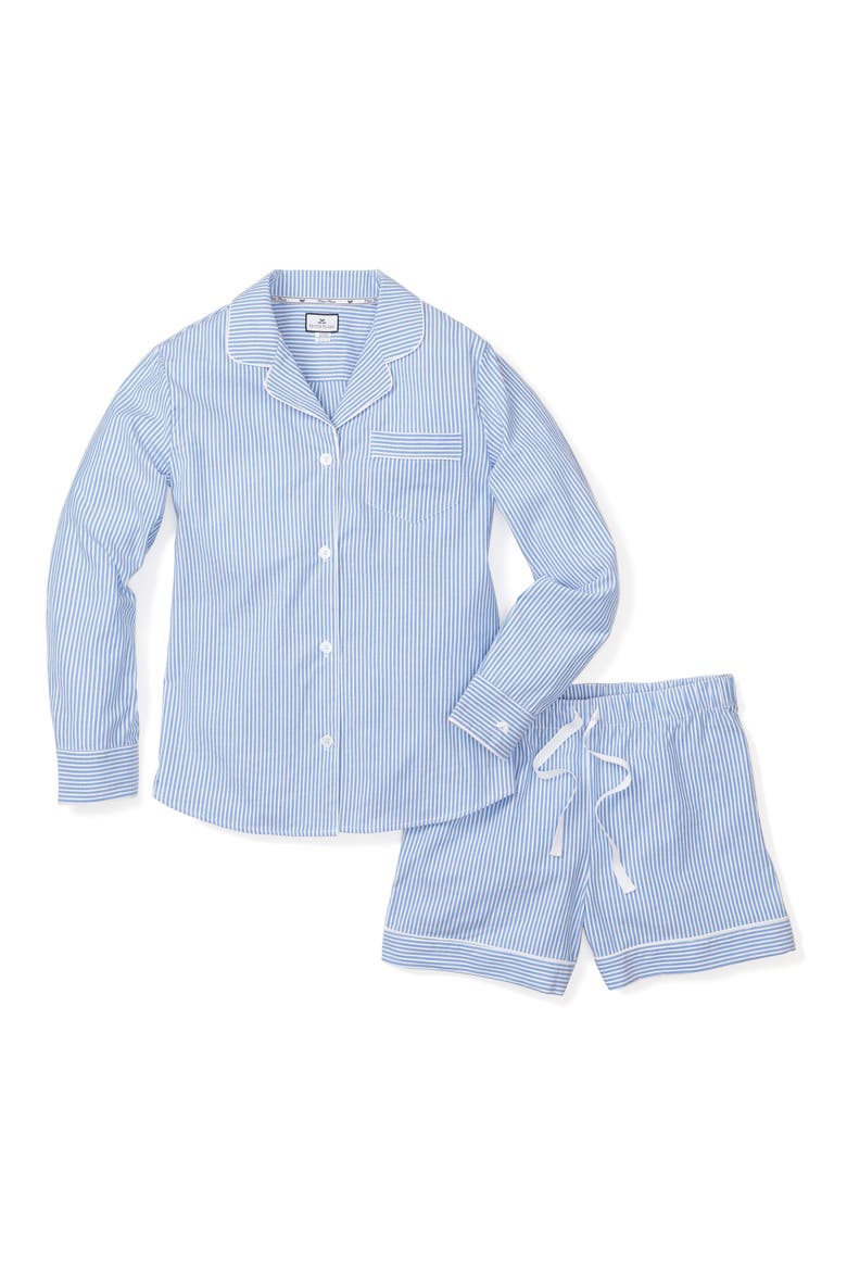 Seersucker Stripe Short Pajamas, Alternate, color, BLUE
