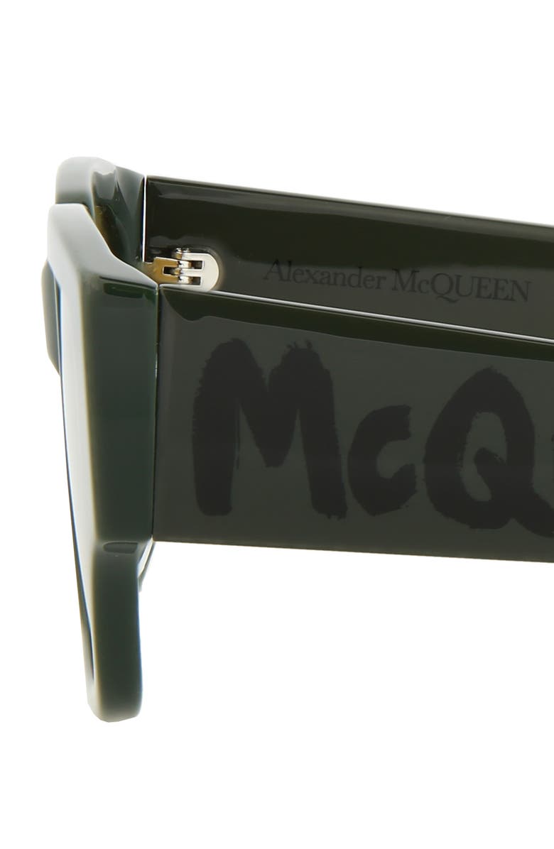 McQueen 56mm Square Sunglasses, Alternate, color, Green Yellow