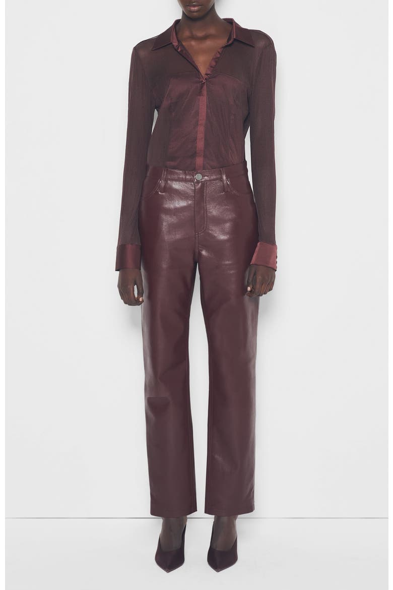 Cindy Recycled Leather Slim Jeans, Alternate, color, Port Wine