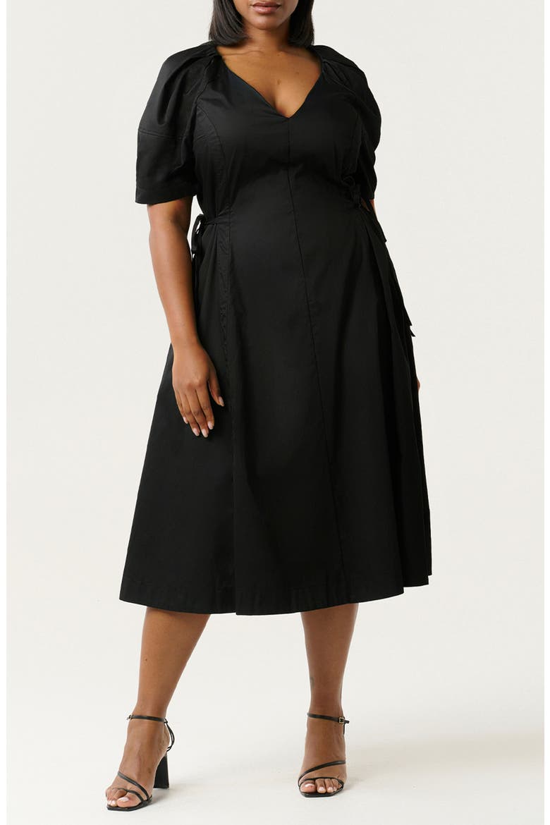 Kyah Faux Wrap Dress, Main, color, BLACK