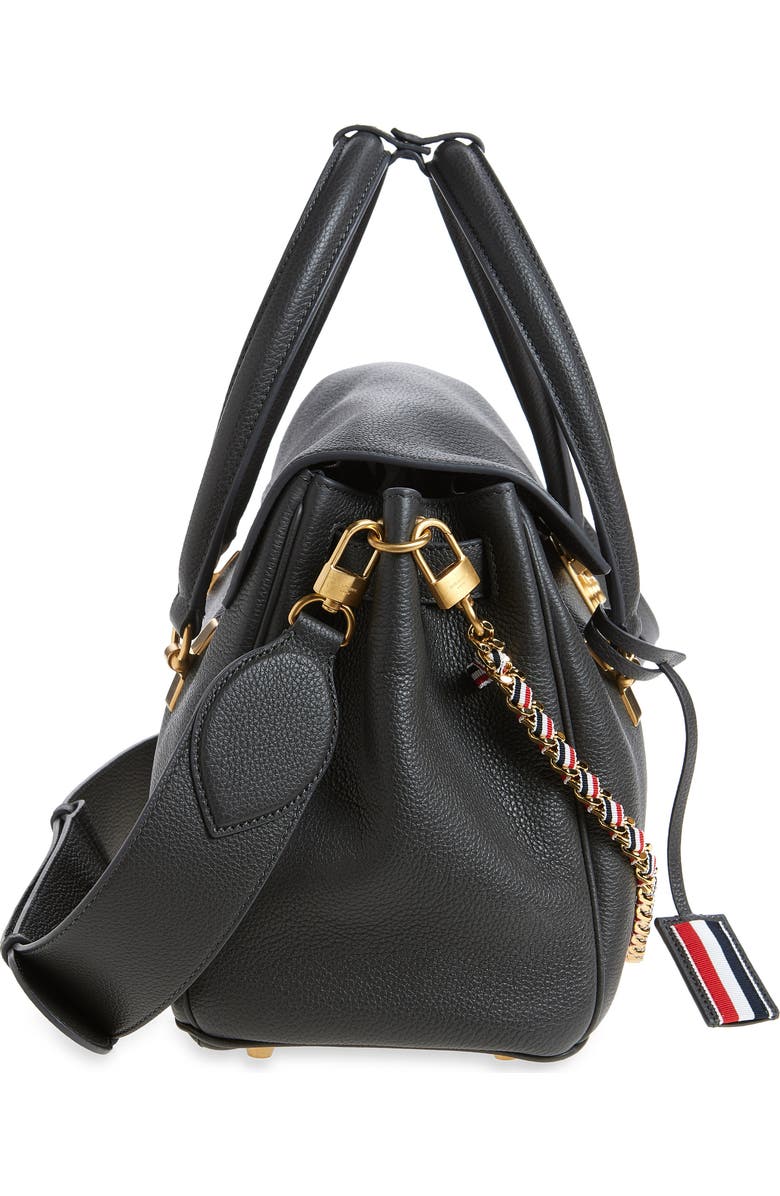 Thom Browne Bolton Pebble Grain Leather Satchel, Alternate, color, Black