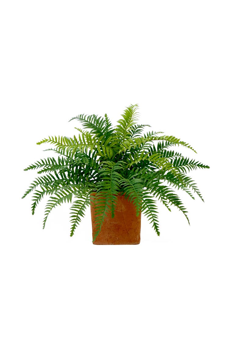 NEARLY NATURAL 22-in Artificial Fern Plant in Decorative Planter, Main, color, Green