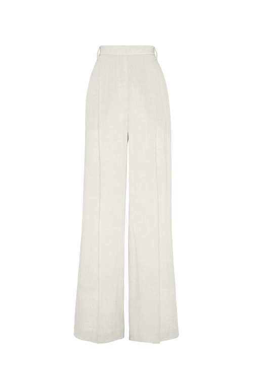 Brunello Cucinelli High-waisted Wide-leg Trousers With Concealed Fastening In Beige