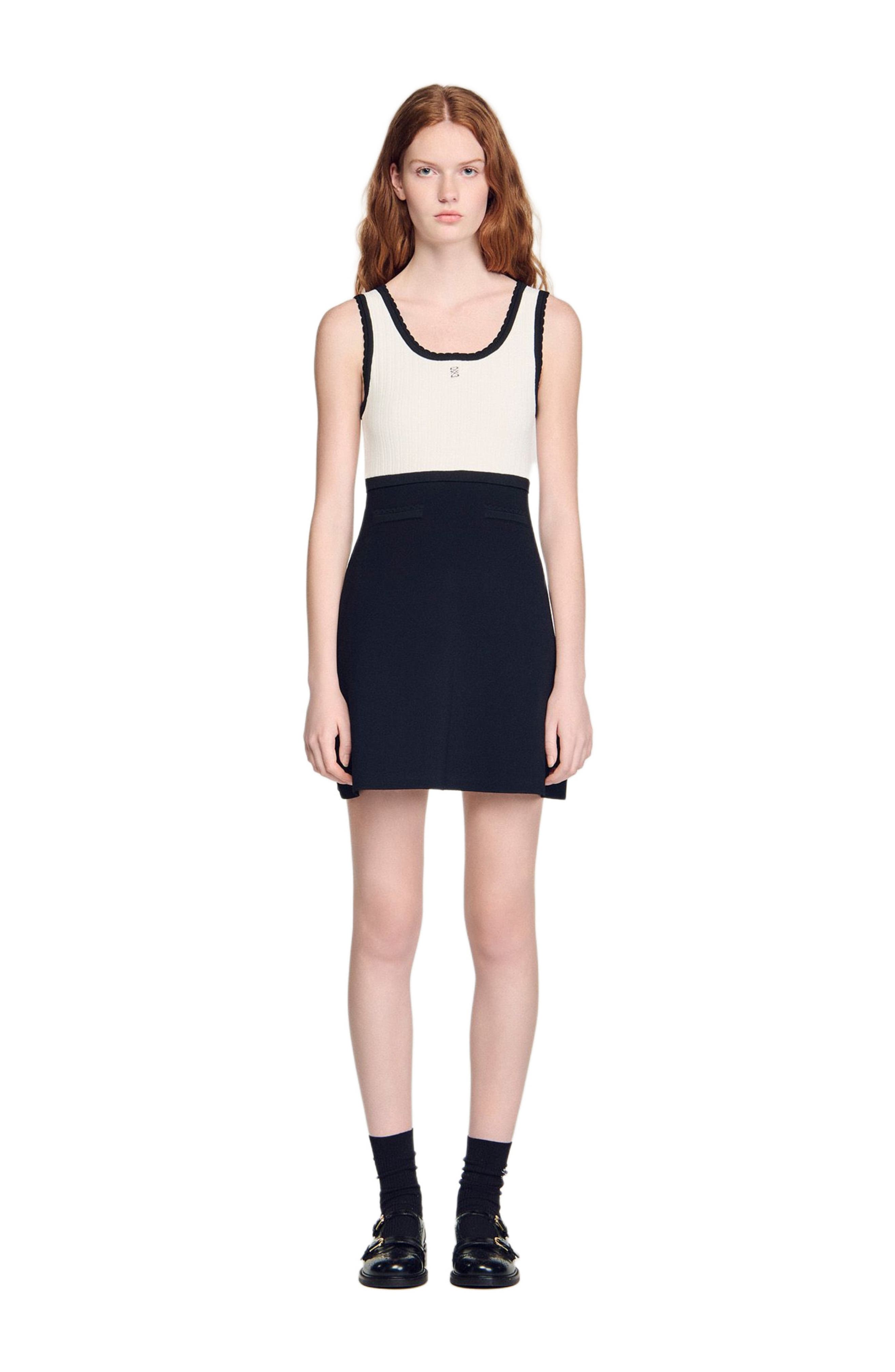 Two-tone knit short dress - image 2