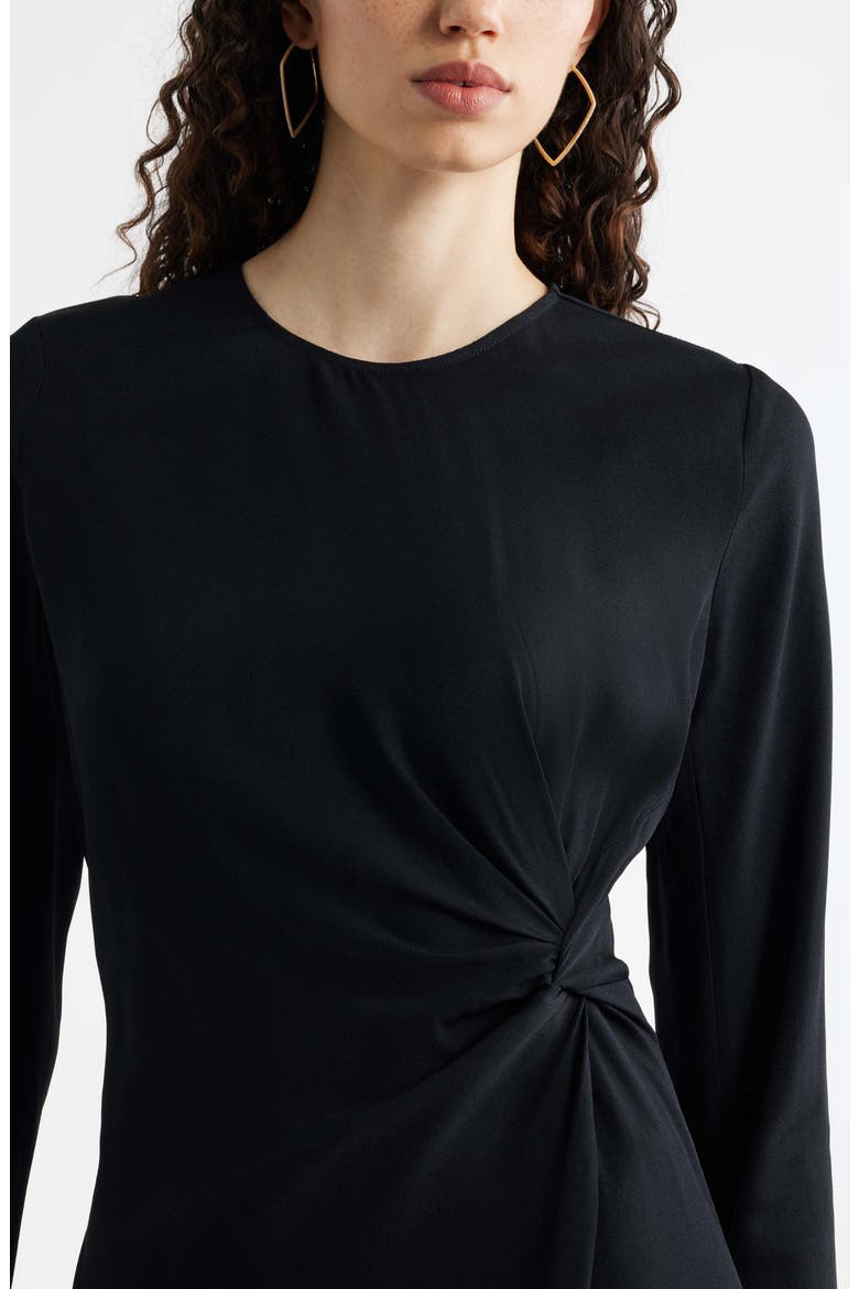 Side Twist Long Sleeve Minidress, Alternate, color, BLACK