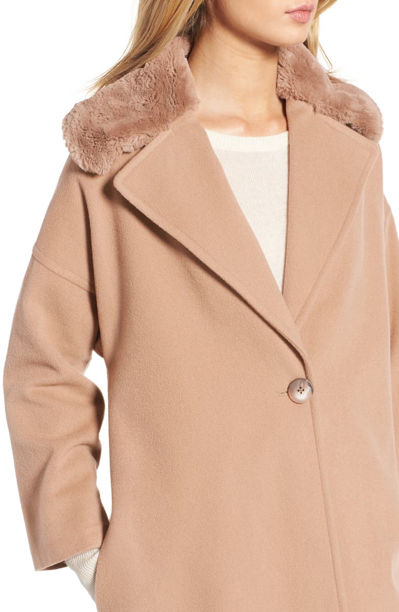 Charles Gray London Faux Fur Collar Overcoat, Alternate, color, 