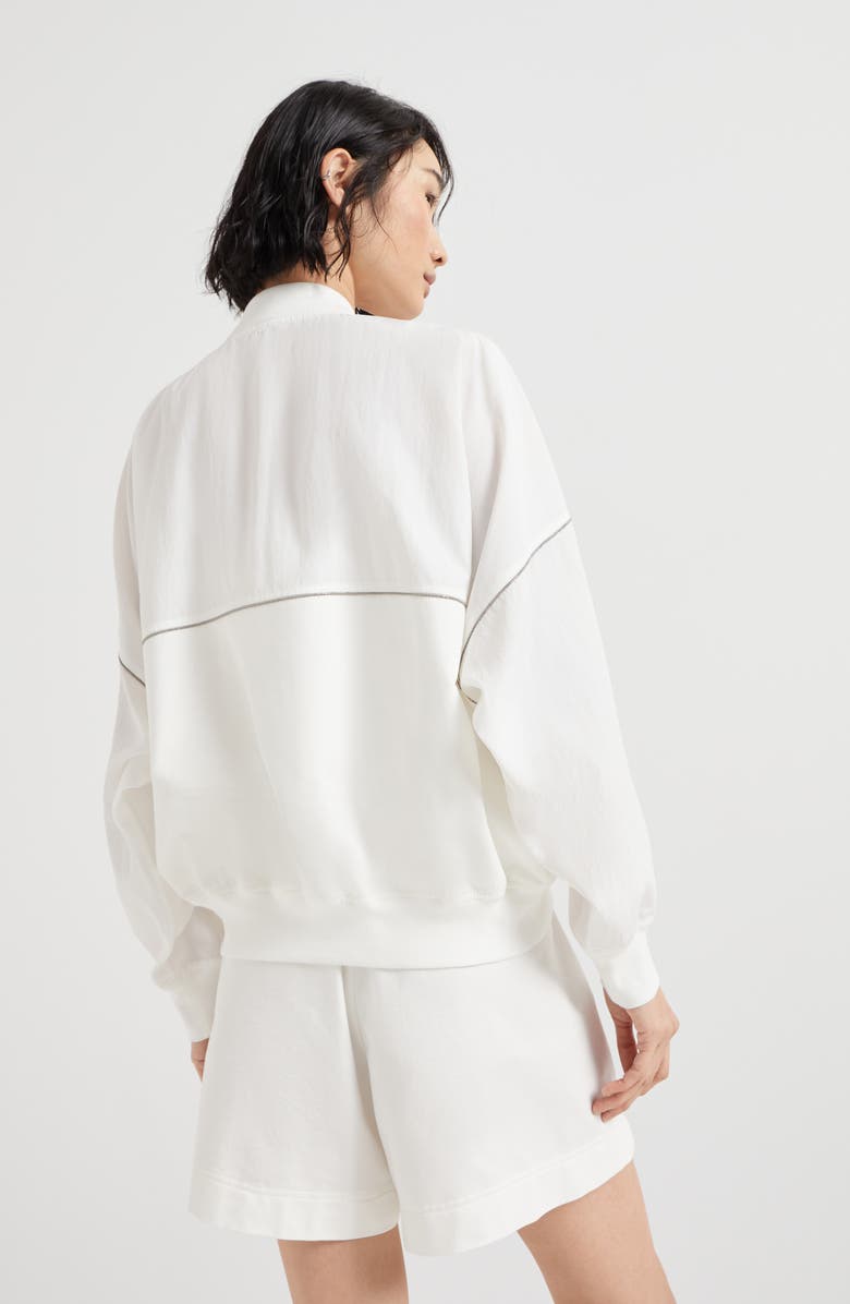 Brunello Cucinelli Paneled sweatshirt with monili, Alternate, color, 