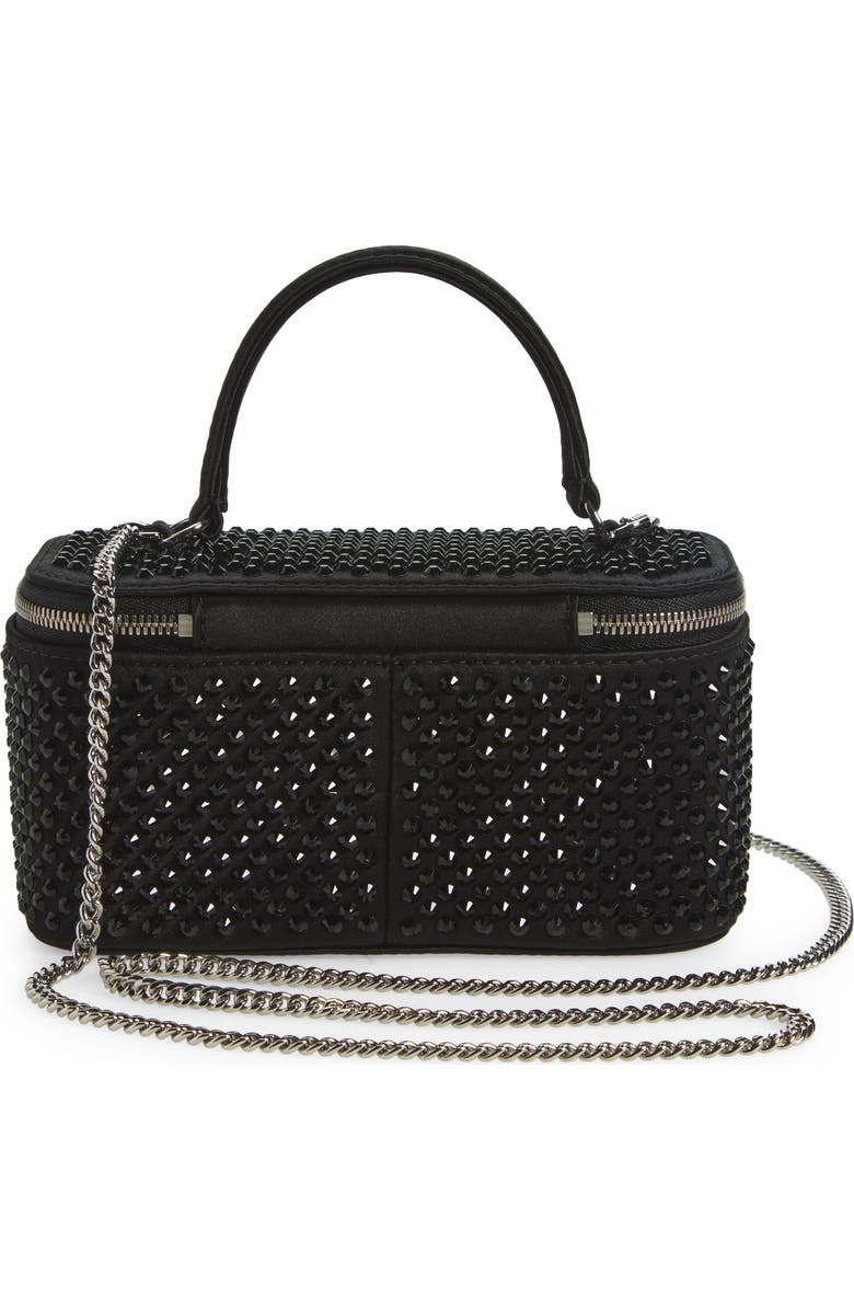 Tory Burch Kira Crystal Embellished Satin Vanity Case, Alternate, color, Black