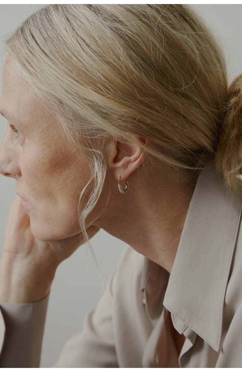 Otiumberg 14kt Gold Vermeil Roscida Pave Oval Hoops, Alternate, color, Yellow Toned Gold