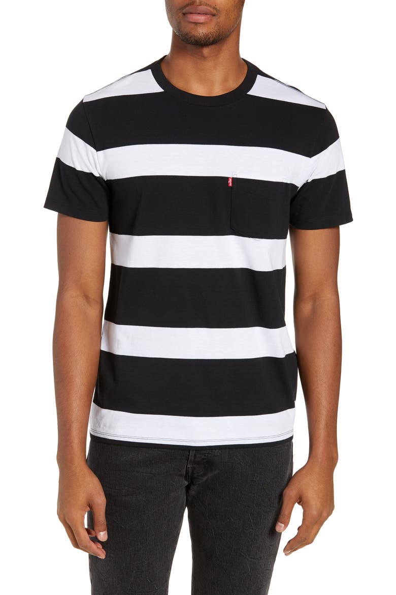 Levi's® Pocket T-Shirt, Main, color, BLACK/ WHITE STRIPES