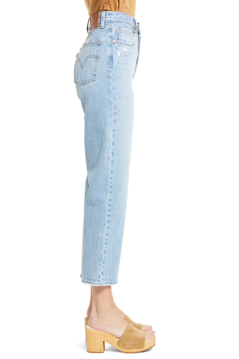 Levi’s® Ribcage Ripped High Waist Ankle Straight Leg Jeans, Alternate, color, SAMBA DONE
