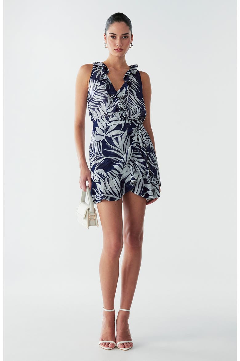 Oak Mini Dress, Alternate, color, Navy Palms