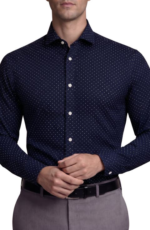Polka Dot Cotton Blend Dress Shirt