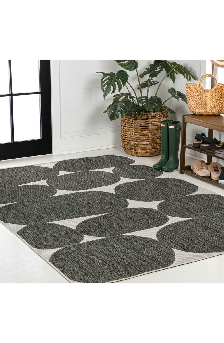 JONATHAN Y Rayna Modern Geometric Organic Shapes Indoor/Outdoor Area Rug, Alternate, color, Black/Cream