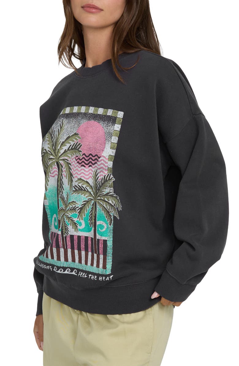 Billabong Echo Oversize Fleece Graphic Sweatshirt, Alternate, color, Black Sands