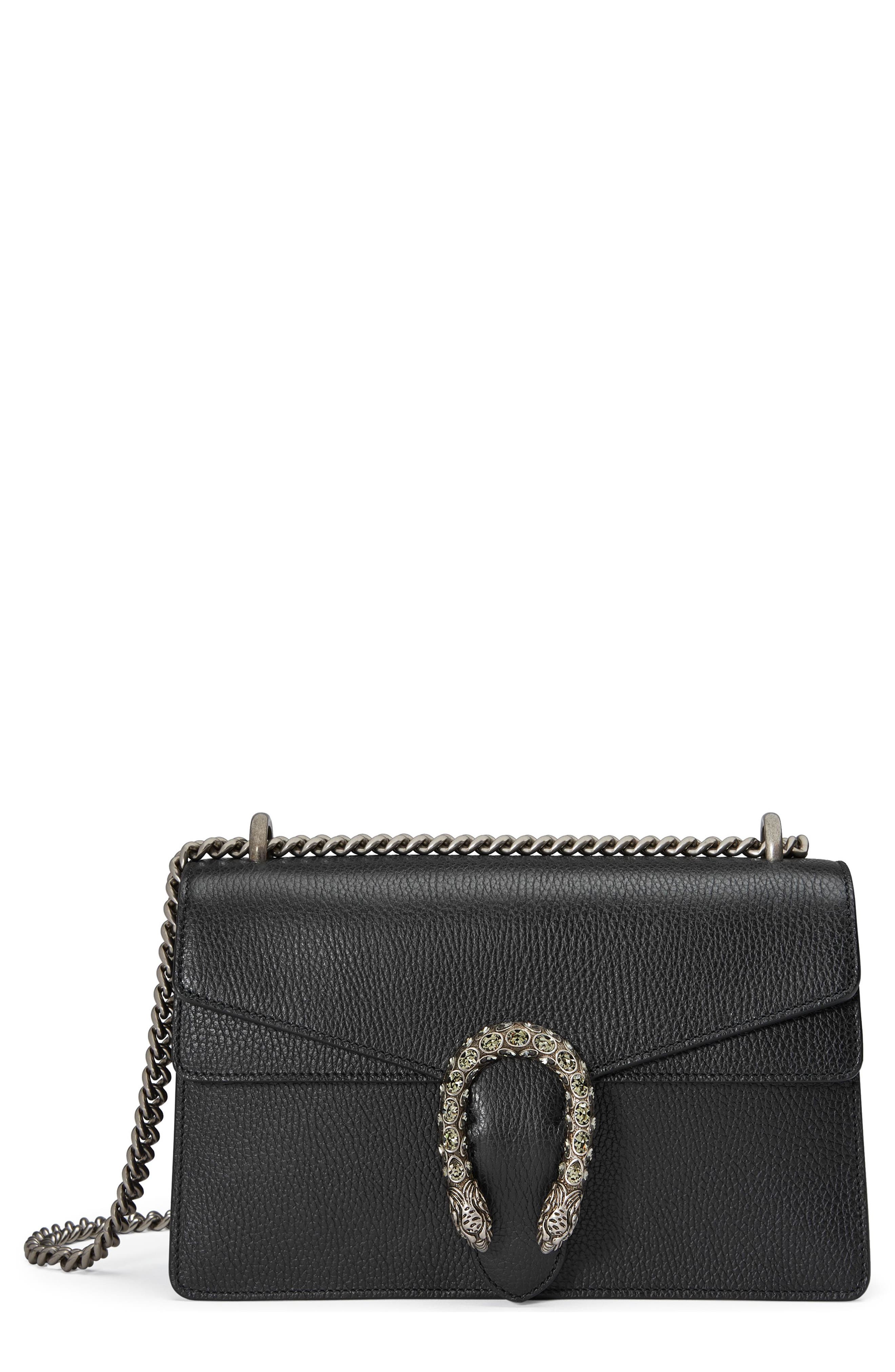 Small Leather Shoulder Bag, Main, color, NERO/BLACK DIAMOND
