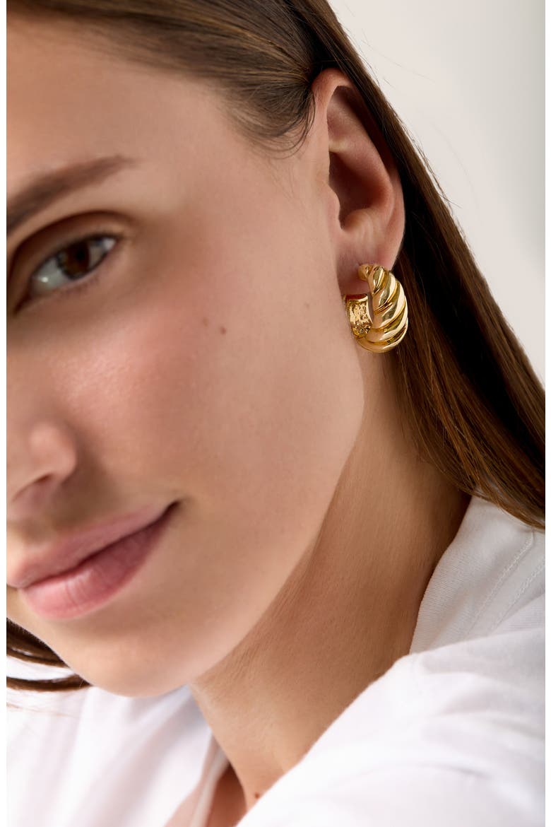 14K Gold Twisted Hoop Earrings, Alternate, color, 14K YELLOW GOLD