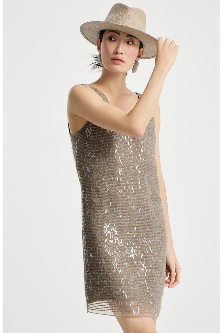 Mini dress with dazzling embroidery, Alternate, color, Rope