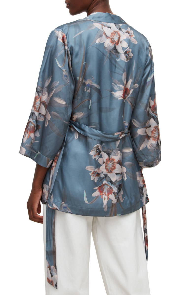 AllSaints Carina Kuroyuri Satin Wrap, Alternate, color, Blue