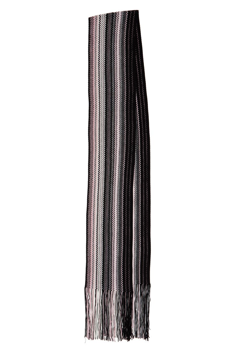Zigzag Extra Long Metallic Wool Blend Skinny Scarf (Nordstrom Exclusive), Alternate, color, LAVENDER/ BLACK