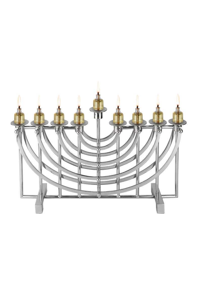 Adjustable Menorah, Alternate, color, NICKEL