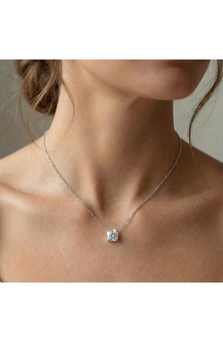 Bliss Diamond 1Ct Cushion Solitaire Diamond Pendant 14k Gold 18" Necklace Lab Grown, Alternate, color, Yellow Gold