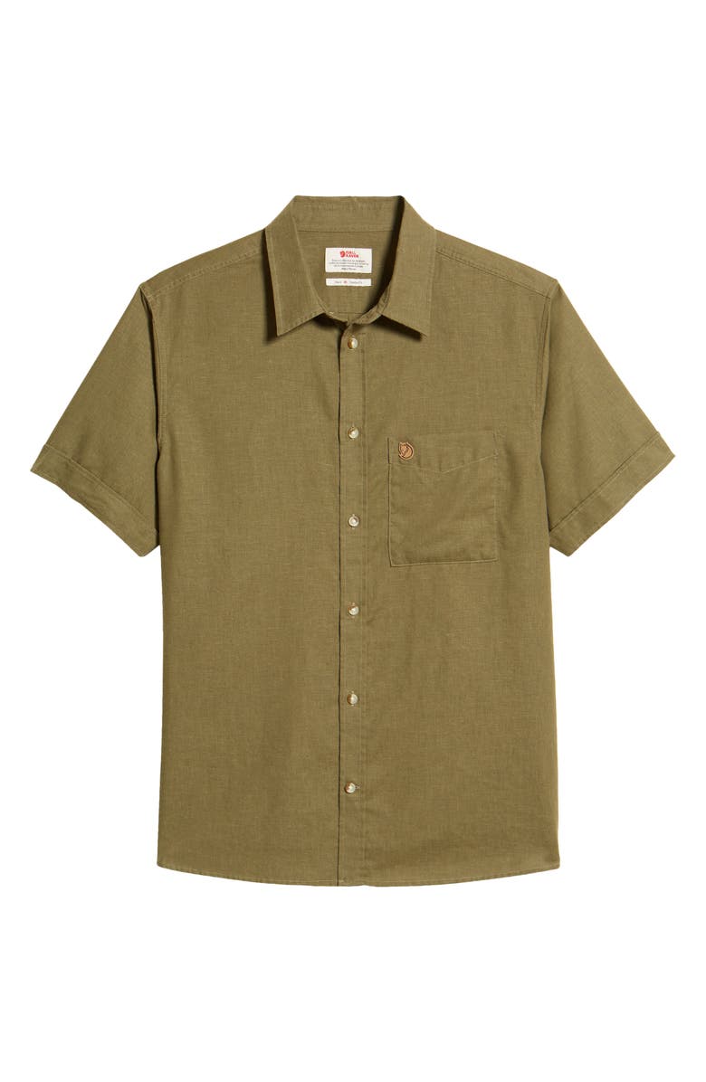 Fjällräven Ovik Travel Short Sleeve Button-Up Shirt, Alternate, color, Green
