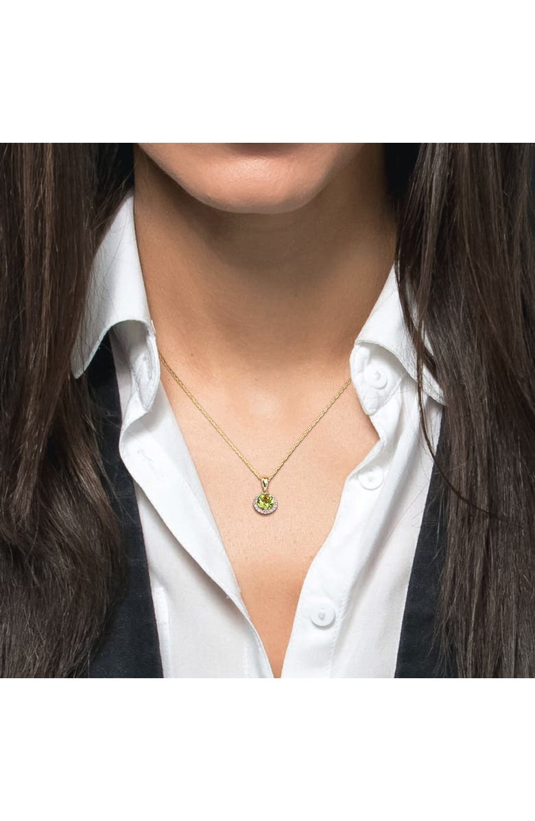 Julianna B. Gemstone & Diamond Halo Necklace 10K, Alternate, color, Peridot