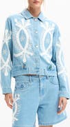 Desigual Beaded Lace Detail Denim Trucker Jacket
