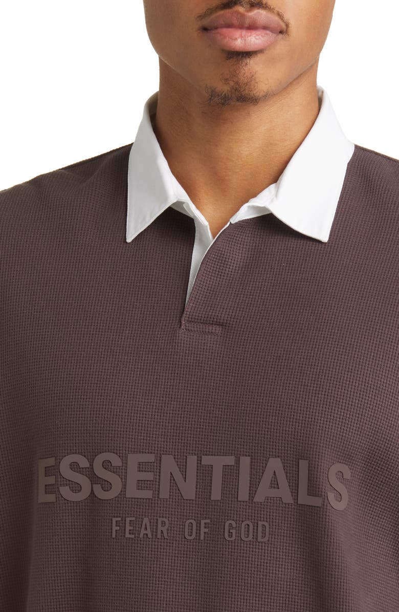 Fear of God Essentials Waffle Knit Henley Rugby Shirt, Alternate, color, 
