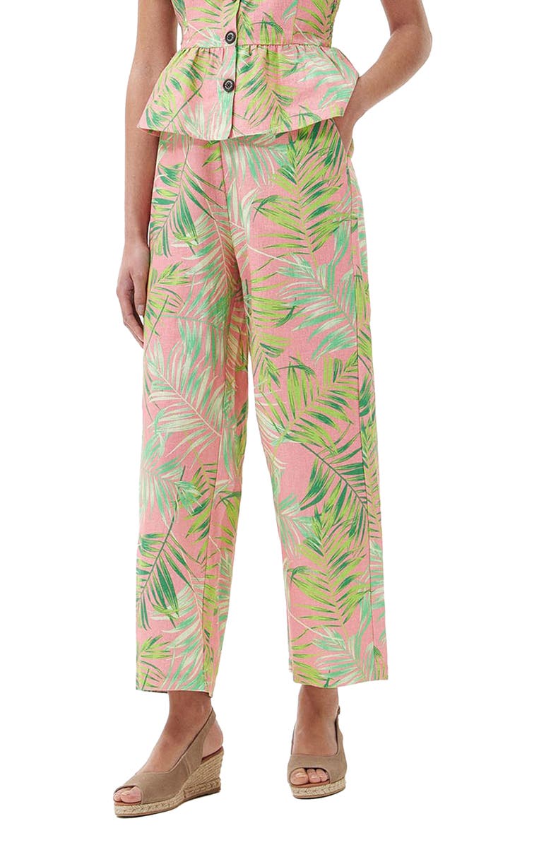Barbour Aralia Palm Print Cotton Wide Leg Pants, Alternate, color,