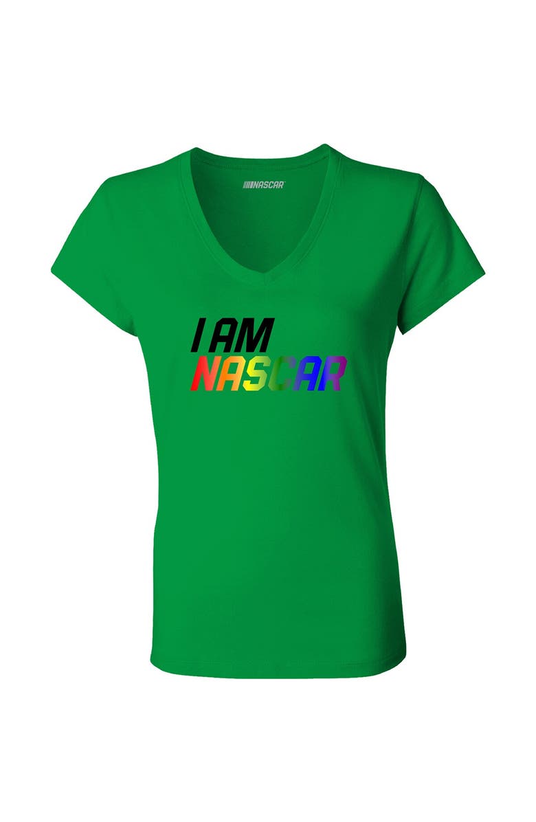 CHECKERED FLAG Women's Checkered Flag Kelly Green NASCAR Pride V-Neck T-Shirt, Alternate, color, 