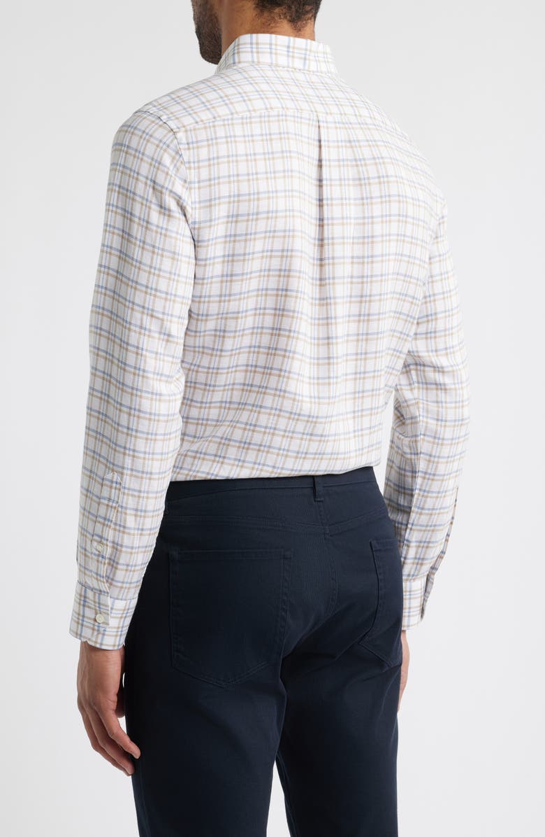 Scott Barber Coastal Regular Fit Plaid Linen & Lyocell Button-Down Shirt, Alternate, color,